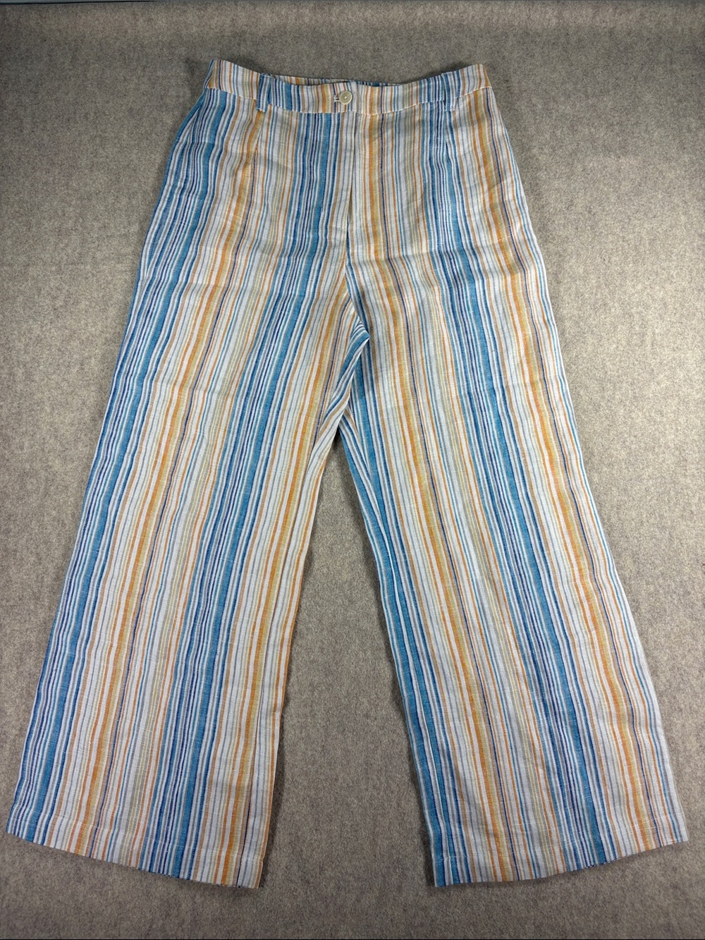 Reformation Tahiti Linen Pants Marbella Stripe Wide Leg Cropped EUC 8